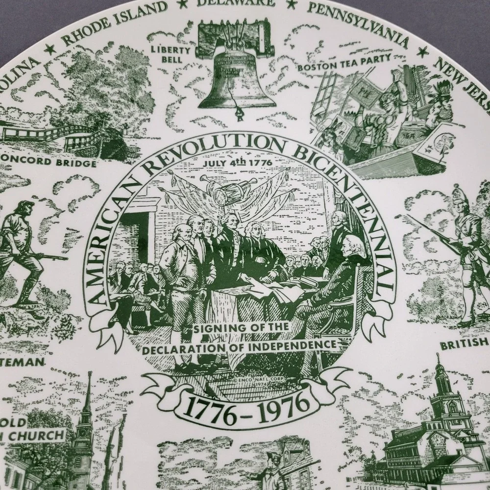 Eco National American Ironstone Bicentennial Commemorative Plate Green USA 10